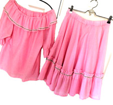 Vintage Square Dance Outfit Women's L Skirt Peasant Dotted Swiss Rockabilly