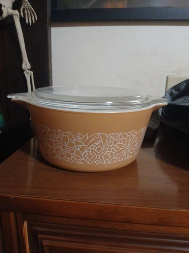 Vintage Pyrex 474 B Woodland Brown Ovenware Casserole Bowl Dish With Lid