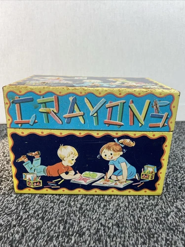 Vintage J Chein & Co Crayon Tin Box 1970s Made In USA