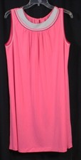 Amazing Vtg Mod Nightgown Nightie Pajamas Nylon Hot Pink Gown MCM Ribbed Retro M