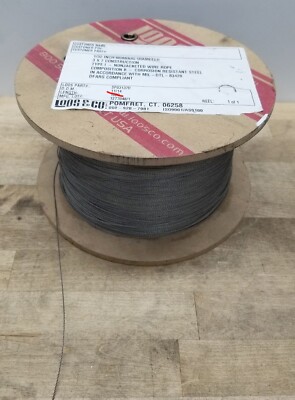 LOOS & CO SF03137D 1/32'' Nom Dia. 3x7 Construction Type I Non-jacketed Wire Rope