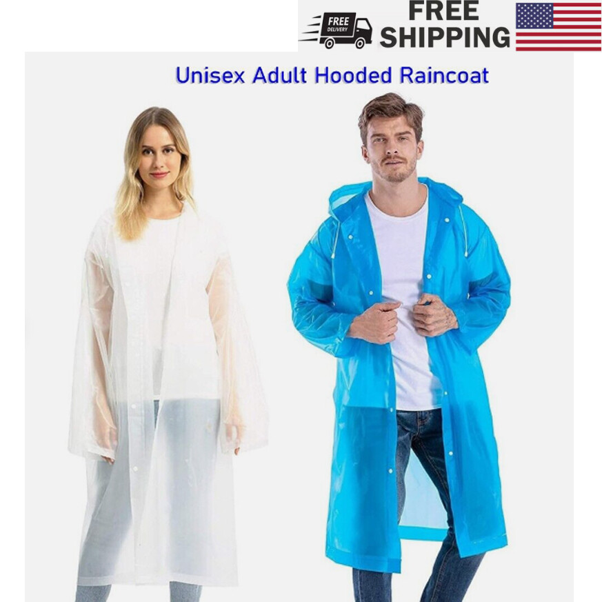 Men/Women Waterproof Long Raincoat Rain Coat Hooded Trench Jacket Outdoor Hiking-image