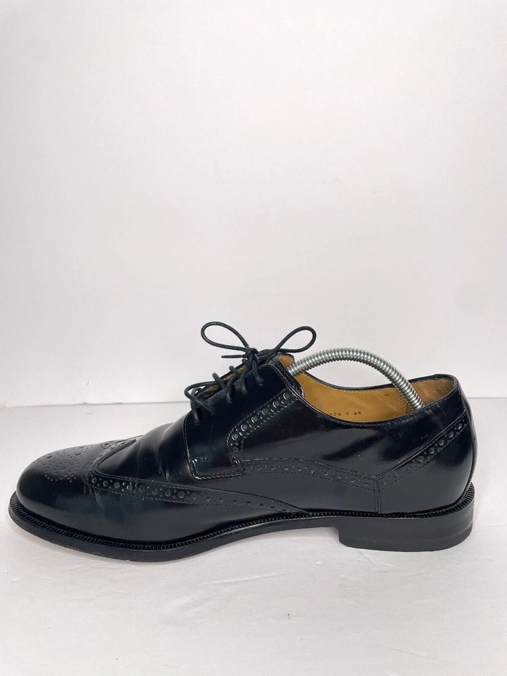 Zapatos Oxford David Taylor de cuero negro con punta de ala para hombre talla 11 Foto 3 de 4