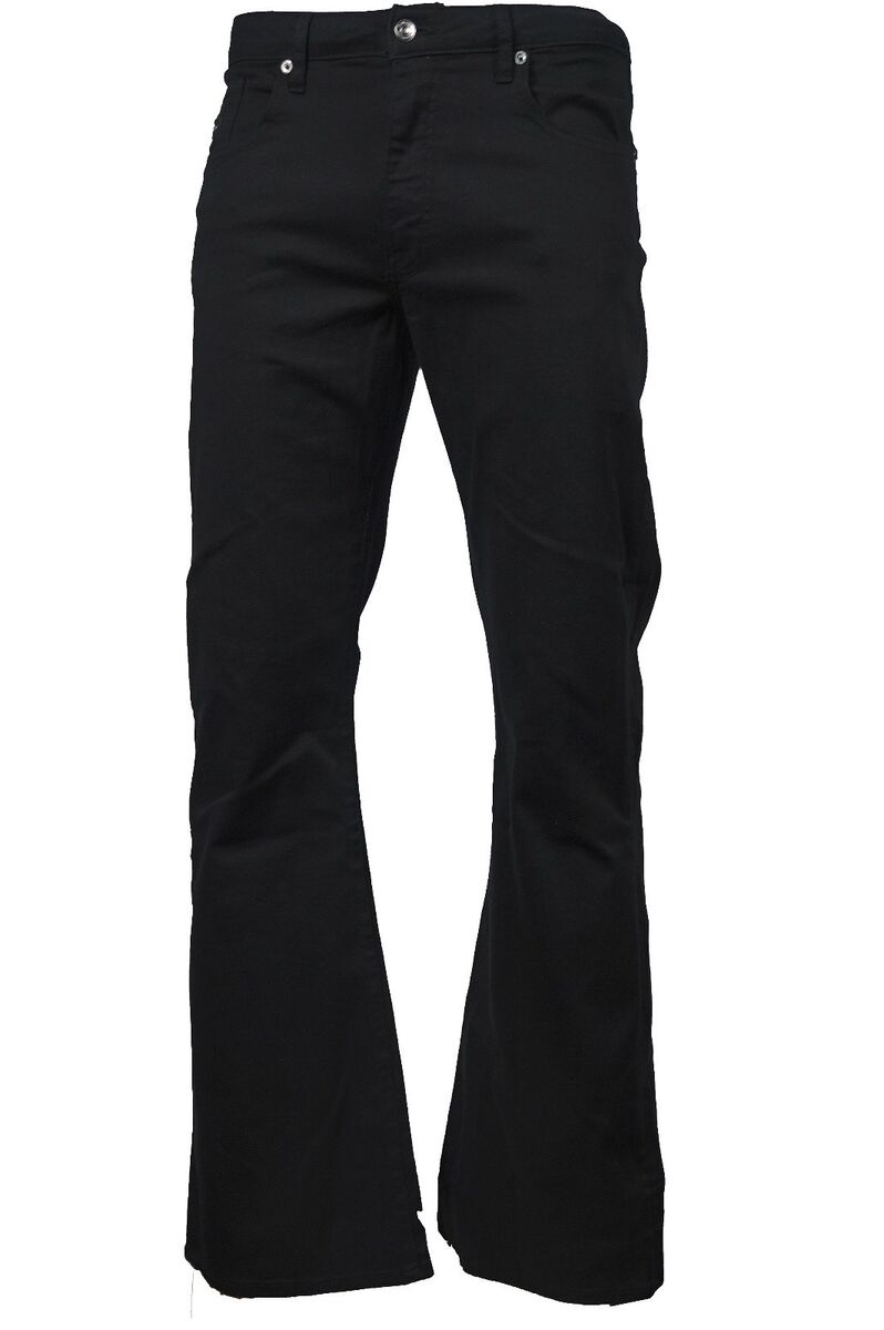 Men's LCJ Denim Black Flare Cords Jeans Stretch Indie Retro Men's LCJ Denim Black Flare Cords Jeans Stretch Indie Retro
