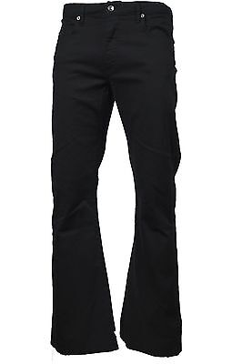 Men's LCJ Denim Black Flare Cords Jeans Stretch Indie Retro Men's LCJ Denim Black Flare Cords Jeans Stretch Indie Retro