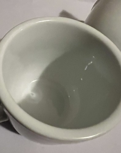 Set of 2 Pottery Barn Suppertime White Coffee Mugs Cups 3 1/2” Wide Rim Bistro - Picture 5 of 7