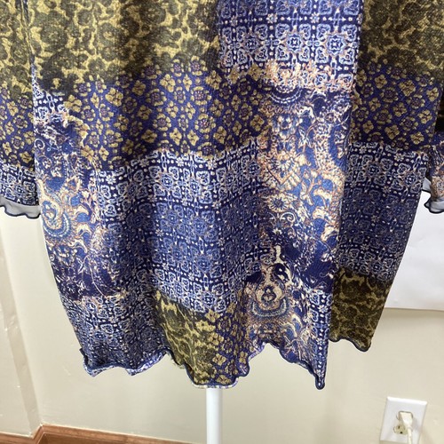 Top donna Avenue 18/20 pizzo blu panna contadino boho manica 3/4 stampa mix floreale - Foto 9 di 11