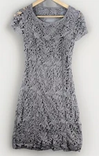 Lulus Dress Lavender Grey Crocheted Open Back Sheath Medium Cottagecore Small
