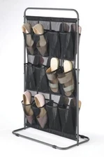 12 Pair Black Metal Freestanding Shoe Rack 3 Tier Mesh Pocket Storage Organizer