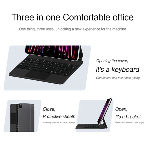 For iPad Pro M4/Air M2 2024 Stand Leather Magic Removable Backlit Keyboard Case - Picture 8 of 44