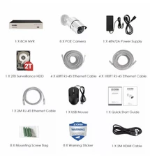 ZOSI 8 Channel 1080p IP Poe Security Camera System - White