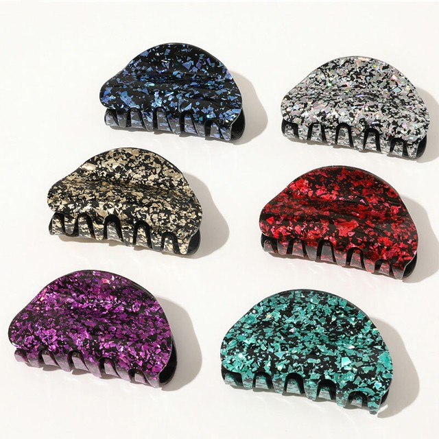 Sequined Marble Hair Claws Acrylic Hair Clip Big Size Hairpins Fashion