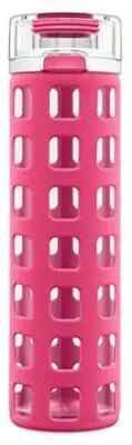 Ello Syndicate Glass Water Bottle with One-Touch Flip Lid, Pink ,20-ounce