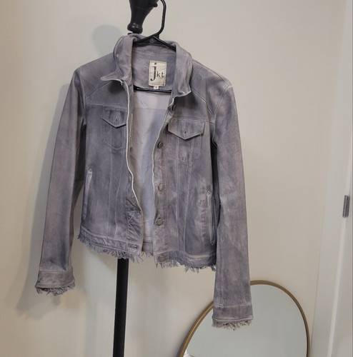 Jakett JKT NYC Leather Bomber Jacket Womens S