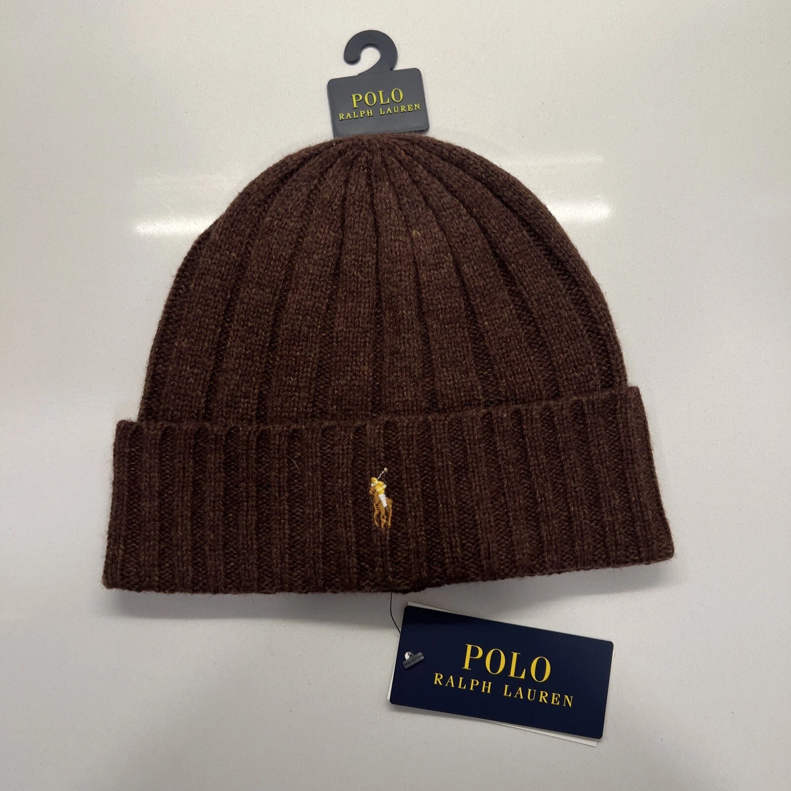 Polo Ralph Lauren Signature Merino Cuffed Knit Beanie Winter Hat Pony Logo