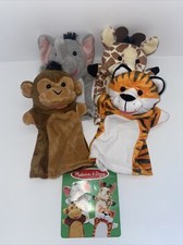 Melissa  Doug Zoo Friends Hand Puppets Giraffe, Tiger, Monkey, Elephant