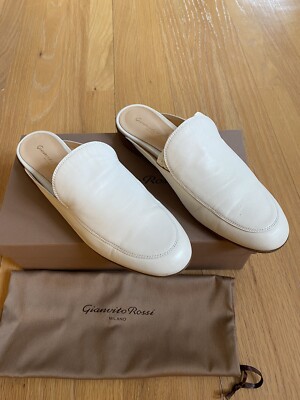 Gianvito Rossi Off White Palau Round Toe Slide In Mules 38.5MSRP $650 Pre-Owned
