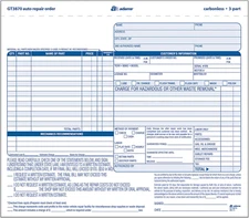 Adams Auto Repair Order Forms, 8.5 X 7.44 Inch, 3-Part, Carbonless, 50-Pack