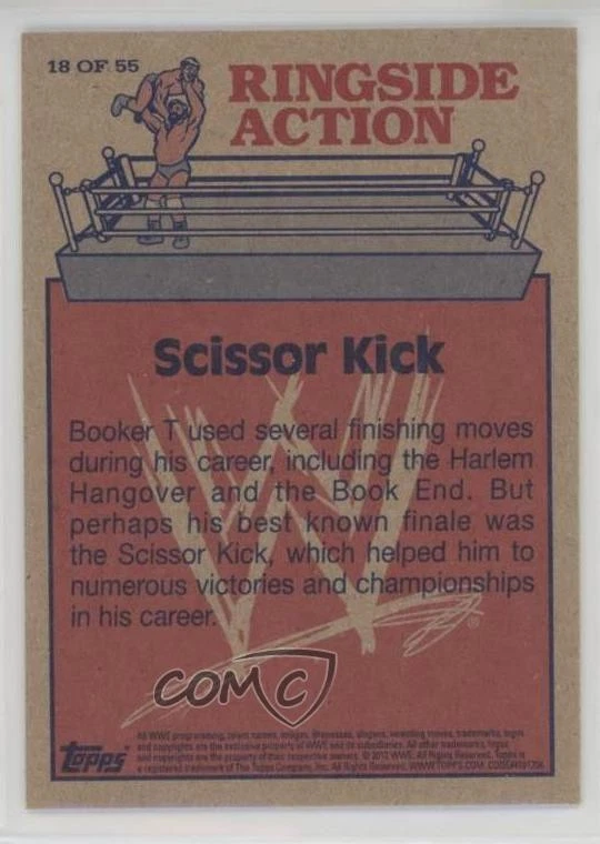 2012 Topps Heritage WWE Ringside Action Scissors Kick Booker T #18 - Image 2 of 2