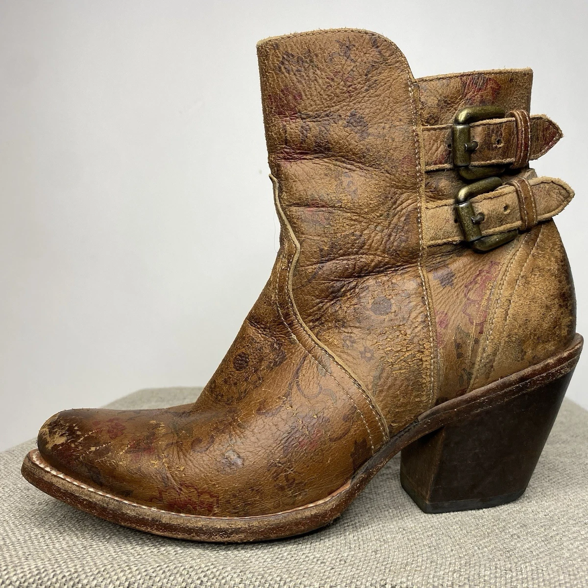 Bottes Western Cowboy Lucchese Femme Taille 5.5 B - Incrustations Florales & Plume, Neuves Avec Boîte
