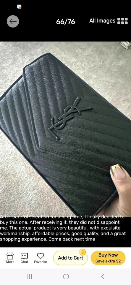 Cartera mediana sobre Saint Laurent en acolchado Grain De Pourde Caviar negra Foto 3 de 4