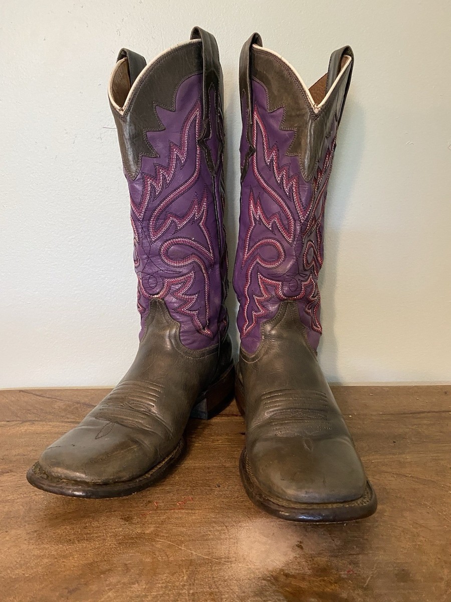 Lucchese Women’s Square Toe Purple Top Cowgirl Boots sz 6B