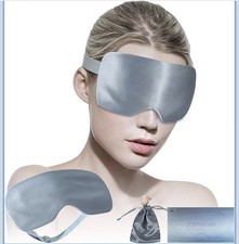 Zoesmien 100 Mulberry Sleep Mask Lighter Breathable Dusty Blue With Travel Bag