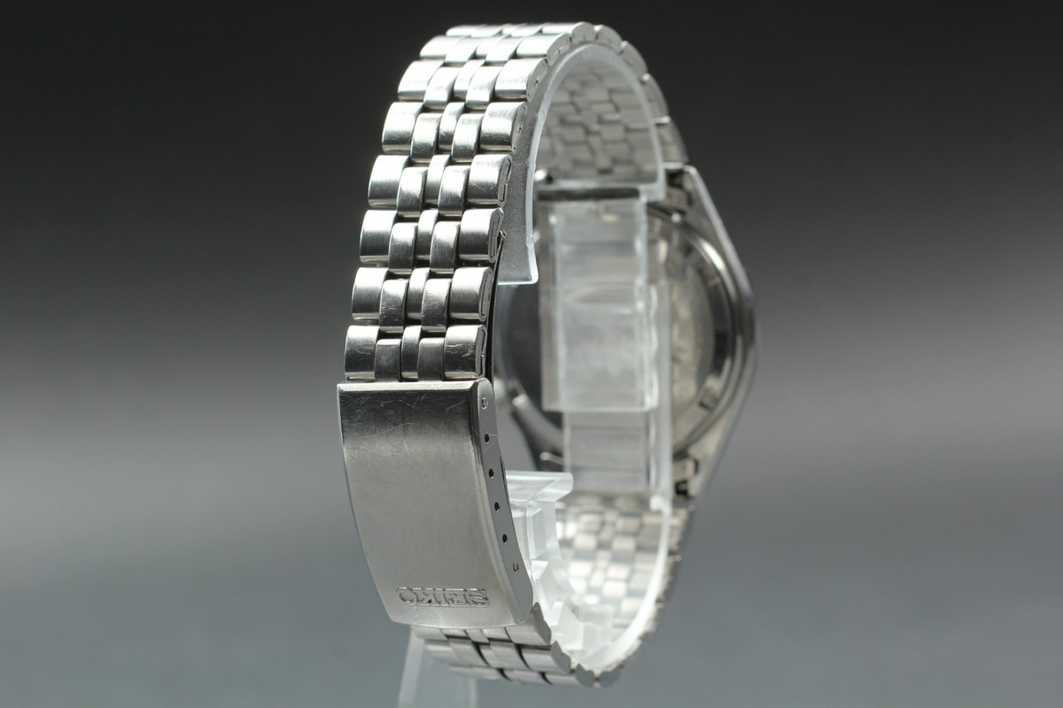 Vtg 1980 Exc+5 Seiko Silverwave 8229-703B Day-Date Black Quartz