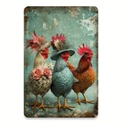 Vintage Metal Sign Farmhouse Dressed Up Chickens Aluminum Sign 8x12 Funny