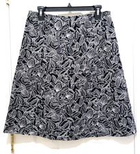 NEW Talbots size 8 100 COTTON A-Line Skirt Medium Black White Embroidered Lined