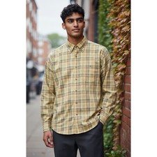 Nautica Traveler Twill Plaid Button Down Shirt Men's XL Tan Blue Red Green