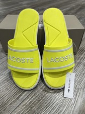 Image of Lacoste L.30 Slide 118 2 Caw Fluorescent Yellow/White Uk 5 Eu 38 New In Full Box