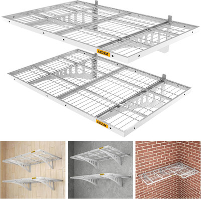 Heavy Duty 2-Pack Wall-Mounted Wire Shelving Unit - 560Lbs Capacity, White