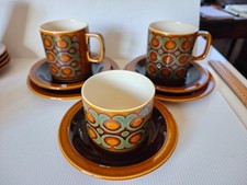 Vintage Hornsea Pottery Bronte Trio Sets 2x Mugs 1x Sugar Bowl Saucers Plates
