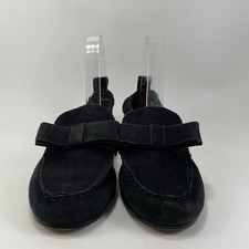 Coach Henny Bow Slip-On Loafers Womens Size 6.5 B Suede Black Moc Toe Flats