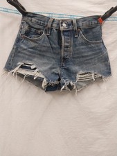 Levi Strauss 501 Cut Off Sz 25 Blue Jean Shorts NWT High Rise New 2 Button Fly