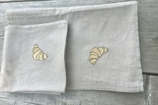 Table Runner & 4 Napkins - Croissant Design - Embroidered-  Summer -  New