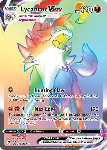 LYCANROC VMAX 213/203 RARE RAINBOW EVOLVING SKIES POKEMON NEAR MINT