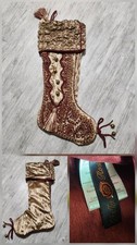 NEW Luxury Bella Rose Victorian-Style Christmas Stocking Gold Burgundy Jacquard
