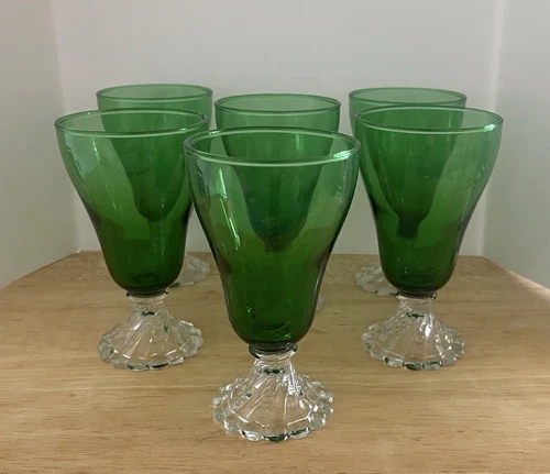 Vintage Anchor Hocking Berwick Boogie Burple Forest Green Water Glasses  6