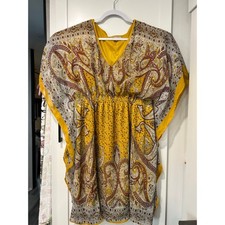Speed Control Dress Festival Flowy Romantic SZ 1X Chiffon Orange Paisley Boho