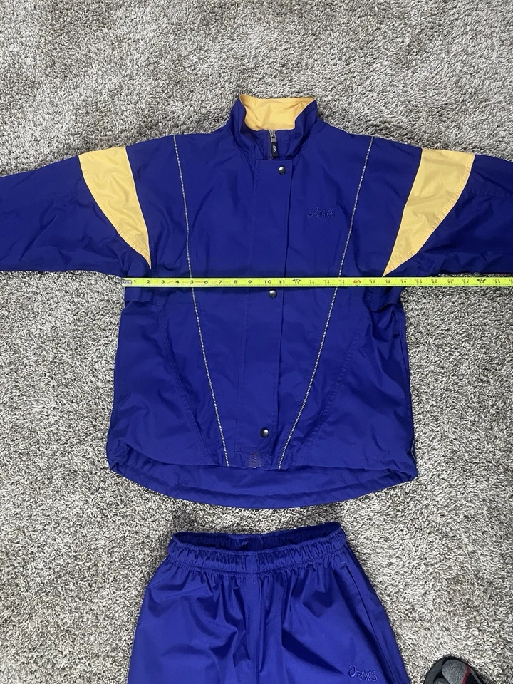 Rare Vintage 90’s ASICS Track Suit Vented Gelanots Purple Yellow Womens Small - Image 3 of 4