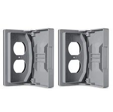 ELEGRP 1-Gang Horizontal Duplex Weatherproof Wall Plate Cover,  (2 pack, Gray)
