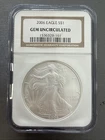 2006 American Silver Eagle $1 Gem Uncirculated NGC 1 Oz .999 Silver