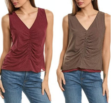 Cabi Sassy Top 4549 Reversible Mesh Tank Burgundy Brown Geometric Medium
