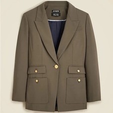 J CREW Vivienne Blazer In Italian Bi-stretch Wool GREEN WOMENS SIZE 0 NEW YY
