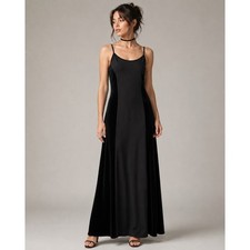 Jessica McClintock Gunne Sax Velvet Black Gown 90s Maxi Dress Mixed Media S Noir