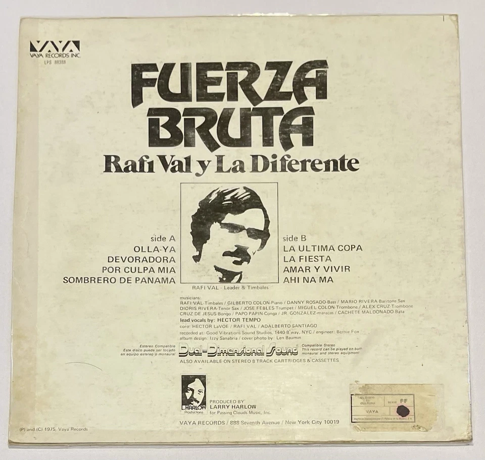 Rafi Val Y La Diferente ‎– Fuerza Bruta - Salsa Guaguanco - Vaya Venezuela - Image 2 of 4