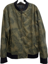 Scotch Soda Mens Zip Front Dark Green Palm Leaves Print Bomber Jacket XL