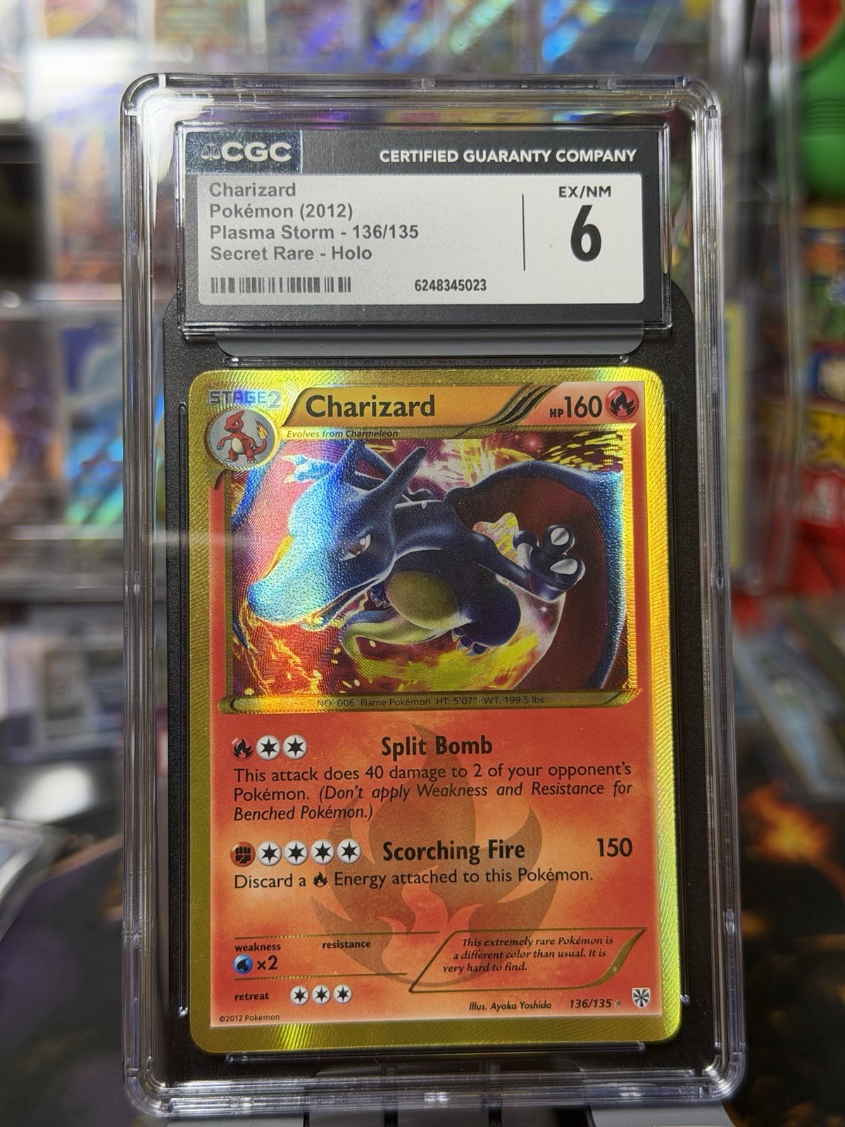 2013 Pokemon Plasma Storm Charizard 136/135 Secret Rare Shiny Holo CGC 6